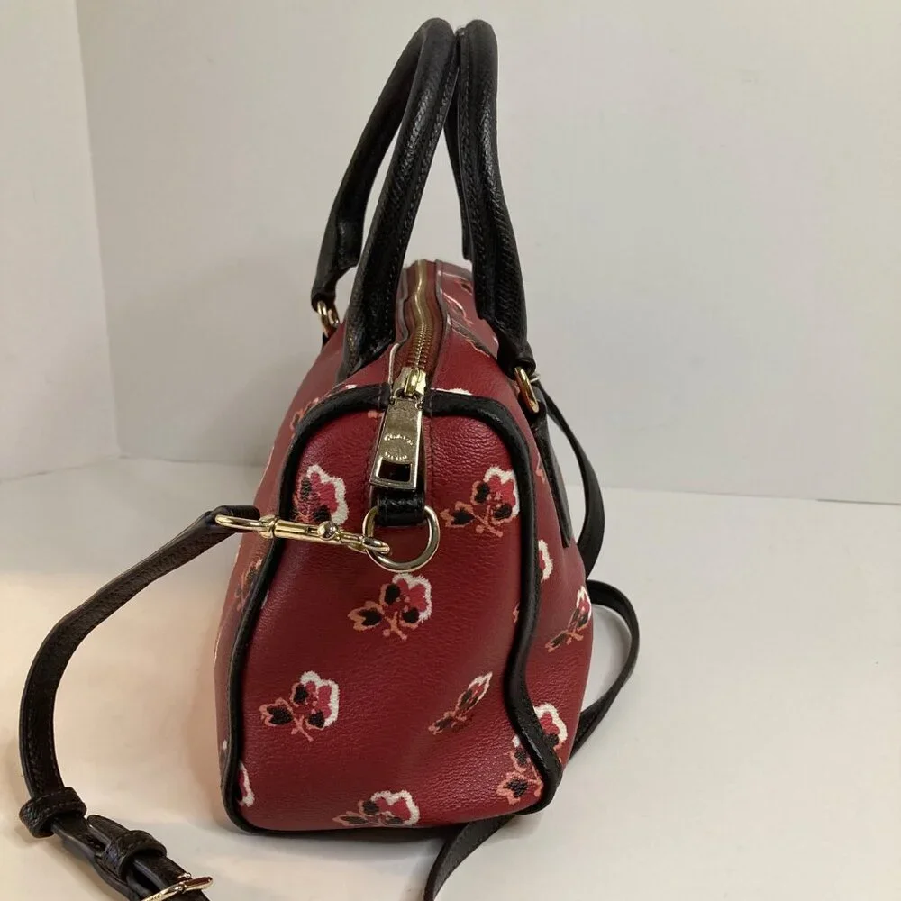 Womens Coach Bramble Rose MIni‎ Bennett Leather Satchel 9.5 x 6.5 x 4.5